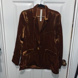 Anthropology Burnt Orange Velvet Blazer